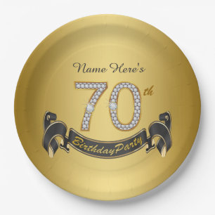 Gouden Diamant 70e Verjaardagsfeestje Papieren Bordje