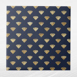 gouden diamant art deco marineblauw tegeltje<br><div class="desc">Navy Blue tegel met gouden diamant Art Deco design. Hex code voor marineblauw is #202A44.</div>
