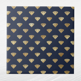 gouden diamant art deco marineblauw tegeltje