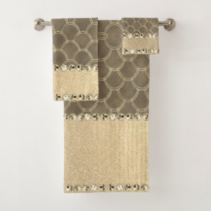 Gouden Diamant Bling Badhanddoek Set Bad Handdoek