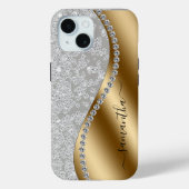 Gouden Diamant Bling Persoonlijk Script Case-Mate iPhone Case (Achterkant)