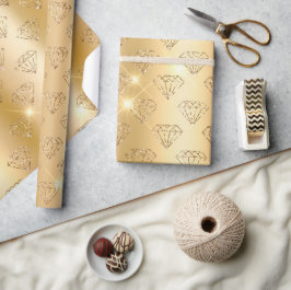 Gouden diamant elegante glans trouw verlovingsfees cadeaupapier