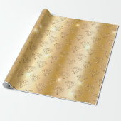 Gouden Diamant Elegante Glans Trouw Verlovingsfees Cadeaupapier (Uitgerold)