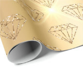 Gouden Diamant Elegante Glans Trouw Verlovingsfees Cadeaupapier (Rol Hoek)