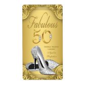 Gouden Diamant Fabulous 50 Wijnfles Etiketten (Voorkant)