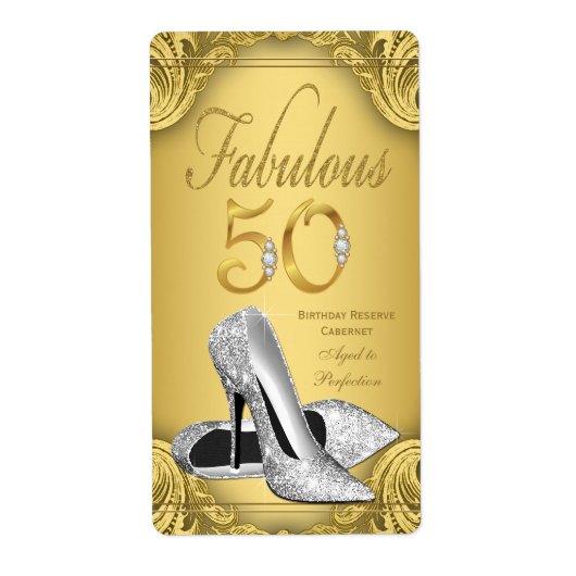 Gouden Diamant Fabulous 50 Wijnfles Etiketten (Voorkant)