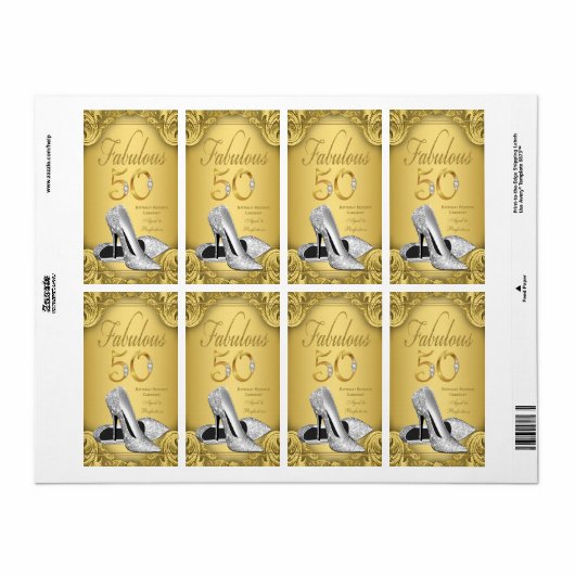 Gouden Diamant Fabulous 50 Wijnfles Etiketten (Full Sheet)
