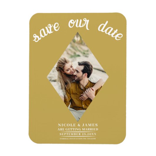 Gouden Diamant Foto Bruiloft Save the Date Magneet (Verticaal)