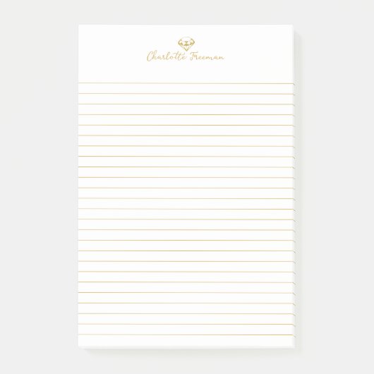 Gouden Diamant Gepersonaliseerd Lijnd Notitieblok Post-it® Notes (Voorkant)