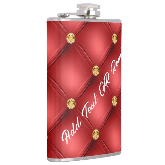 Gouden diamant getuft aangepaste tekst naam rode f heupfles (Rechts)