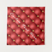 Gouden diamant getuft aangepaste tekst naam rode w wandkleed (Voorkant (horizontaal))