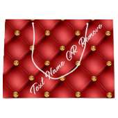 Gouden diamant getuft aangepaste tekst rode cadeau groot cadeauzakje (Voorkant)
