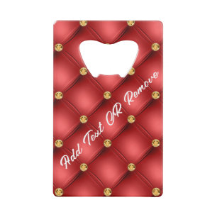 Gouden diamant getuft aangepaste tekst rode fles o creditkaart flessenopener