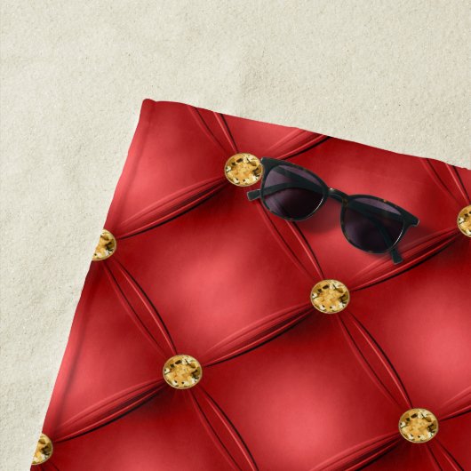 Gouden diamant getuft aangepaste tekst rode strand strandlaken (In situ)