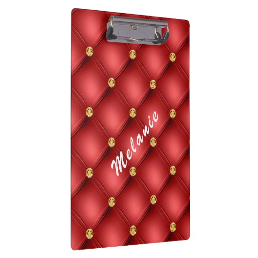 Gouden diamant getuft aangepaste tekst rood klembo klembord (Rechts)