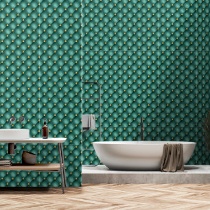 Gouden diamant getuft Blauwgroen Behang