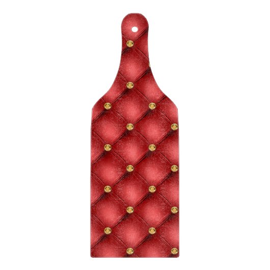 Gouden diamant getuft lederen rode snijplank (Voorkant)