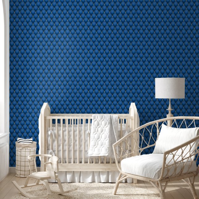 Gouden diamant getuft marineblauw behang (Kinderen)