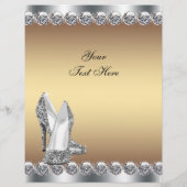 Gouden Diamant Glitteren Hoge Hak Schoen Flyer (Achterkant)