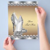 Gouden Diamant Glitteren Hoge Hak Schoen Flyer (Hand)
