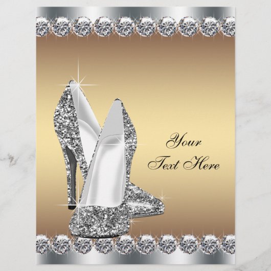 Gouden diamant glitters hoge hak schoen flyer (Voorkant)