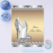 Gouden diamant glitters hoge hak schoen flyer (Enkel)