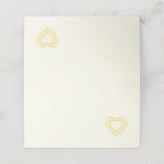 Gouden diamant hart edelsteen lijn kunst plaats ka plaatskaartje (Buitenkant ongevouwen)