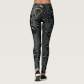 Gouden Diamant in Zwart Custom Unieke Ontwerper Leggings (Achterkant)