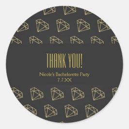 Gouden diamant modern ontwerp bruidsfeest favoriet ronde sticker