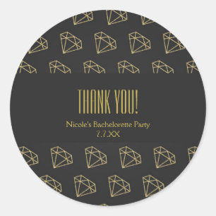 Gouden diamant modern ontwerp vrijgezellenfeest ca ronde sticker