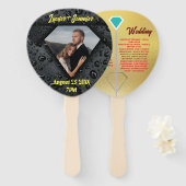 Gouden Diamant Moderne Elegante Aangepaste Huwelij Handwaaier (Voorkant en achterkant)