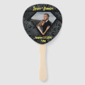 Gouden Diamant Moderne Elegante Aangepaste Huwelij Handwaaier (Voorkant)