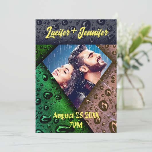 Gouden Diamant Moderne Elegante Aangepaste Huwelij Kaart (Staand voorkant)