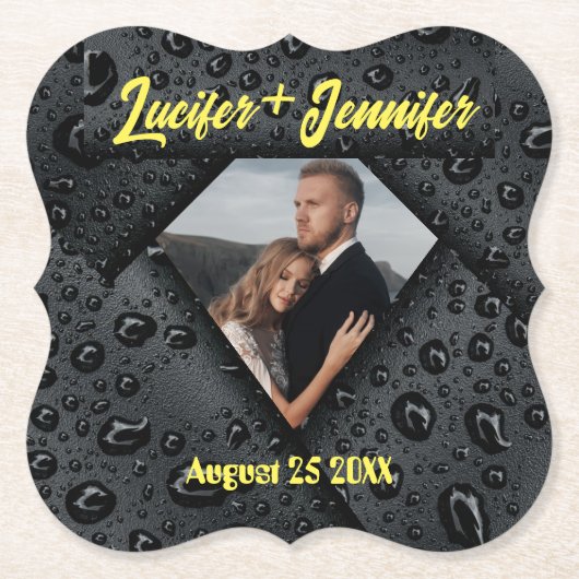 Gouden Diamant Moderne Elegante Aangepaste Huwelij Kartonnen Onderzetters (Voorkant)