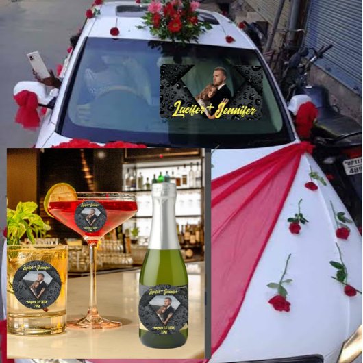 Gouden Diamant Moderne Elegante Aangepaste Huwelij Ronde Sticker