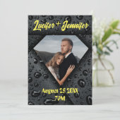 Gouden Diamant Moderne Elegante Aangepaste Huwelij Save The Date (Staand voorkant)