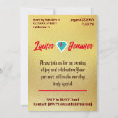 Gouden Diamant Moderne Elegante Aangepaste Trouwda Save The Date (Achterkant)