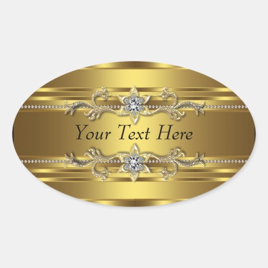 Gouden Diamant Ovale Sticker (Voorkant)