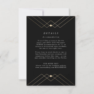 Gouden Diamant Zwarte Geometrische Deco Gatsby Bru RSVP Kaartje