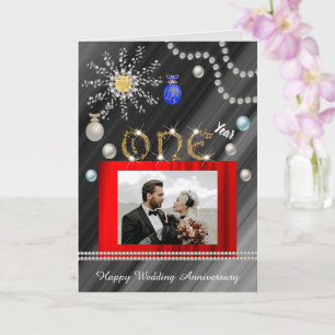 Gouden Diamanten 1e trouwdag, Kerstmis, 2 foto's Kaart