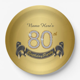 Gouden diamanten 80ste verjaardagsfeest papieren bordje