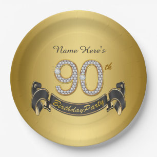 Gouden Diamanten 90ste Verjaardagsfeest Papieren Bordje
