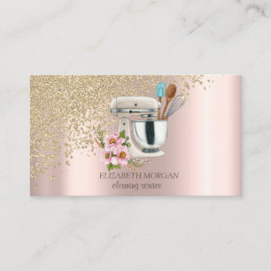 Gouden diamanten bloem bezem meid roze goud visitekaartje