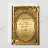 Gouden diamanten bloemantieke lijst 50ste verjaard kaart (Achterkant)