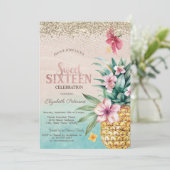 Gouden Diamanten, Bloemen Ananas Strand Zoet 16 Kaart (Staand voorkant)