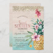 Gouden Diamanten, Bloemen Ananas Strand Zoet 16 Kaart (Voorkant / Achterkant)