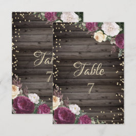 Gouden diamanten bordeauxrode bloemen hout kaart