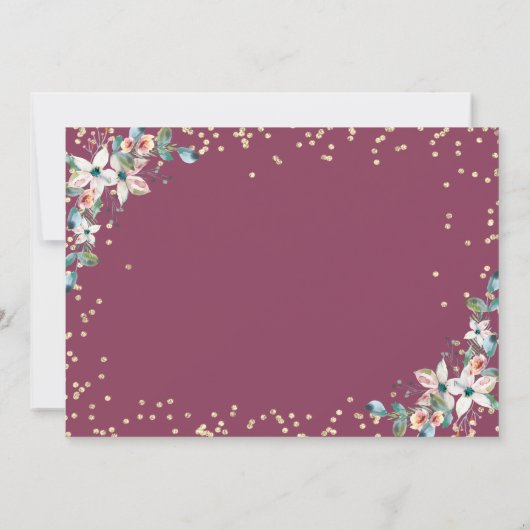 Gouden Diamanten Bourgogne Bloemen  RSVP Kaart (Achterkant)