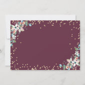 Gouden Diamanten Bourgondië Bloemen Bruiloft Kaart (Achterkant)