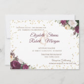 Gouden Diamanten Bourgondiër Bloem Bruiloft Kaart (Voorkant)